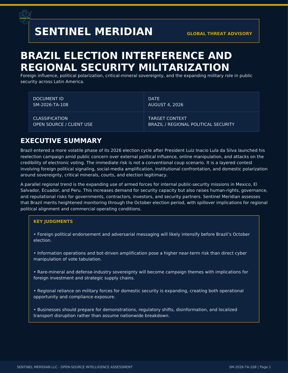 Cover of Brazil Election Interference and Regional Security Militarization