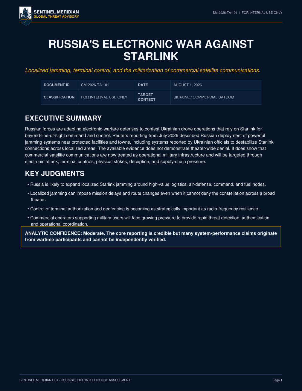 Cover of Russia's Electronic War Against Starlink