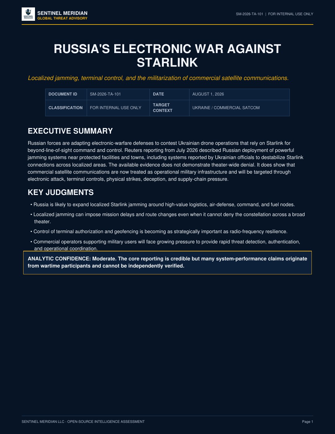 Cover of Russia’s Electronic War Against Starlink