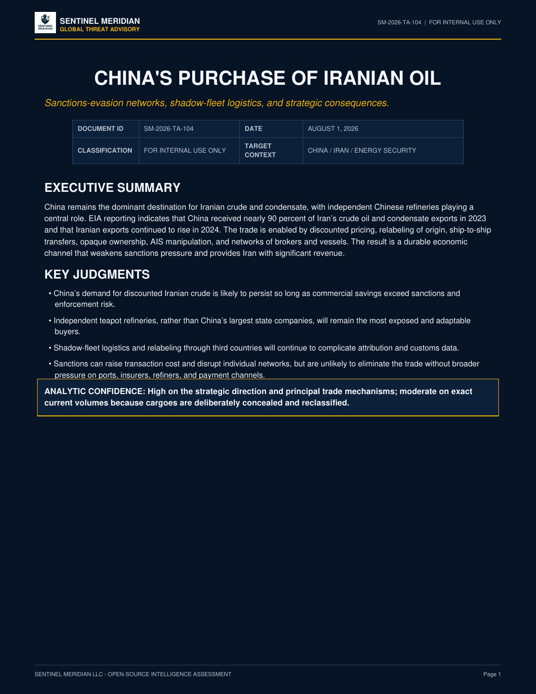 Cover of China’s Purchase of Iranian Oil