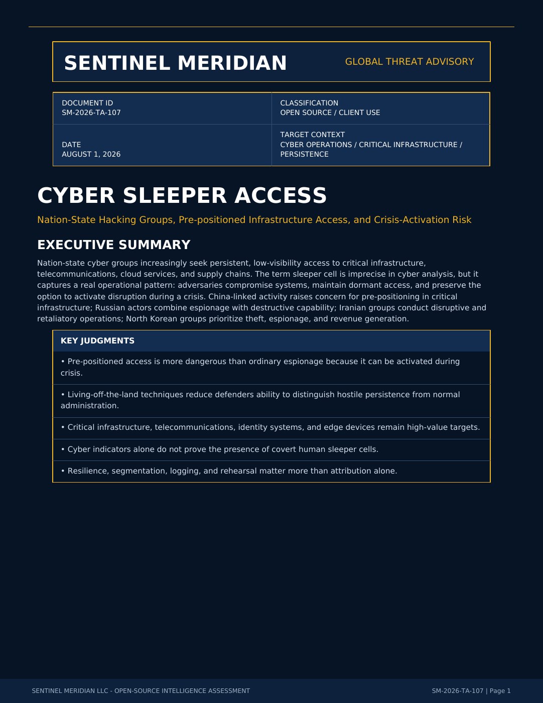 Cyber Sleeper Access report cover